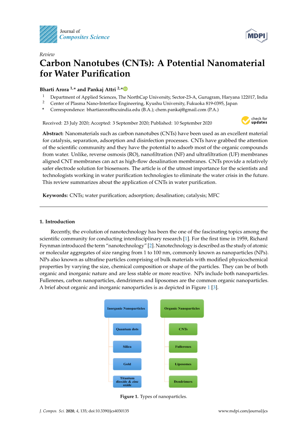 Carbon Nanotubes (Cnts): a Potential Nanomaterial for Water Purification