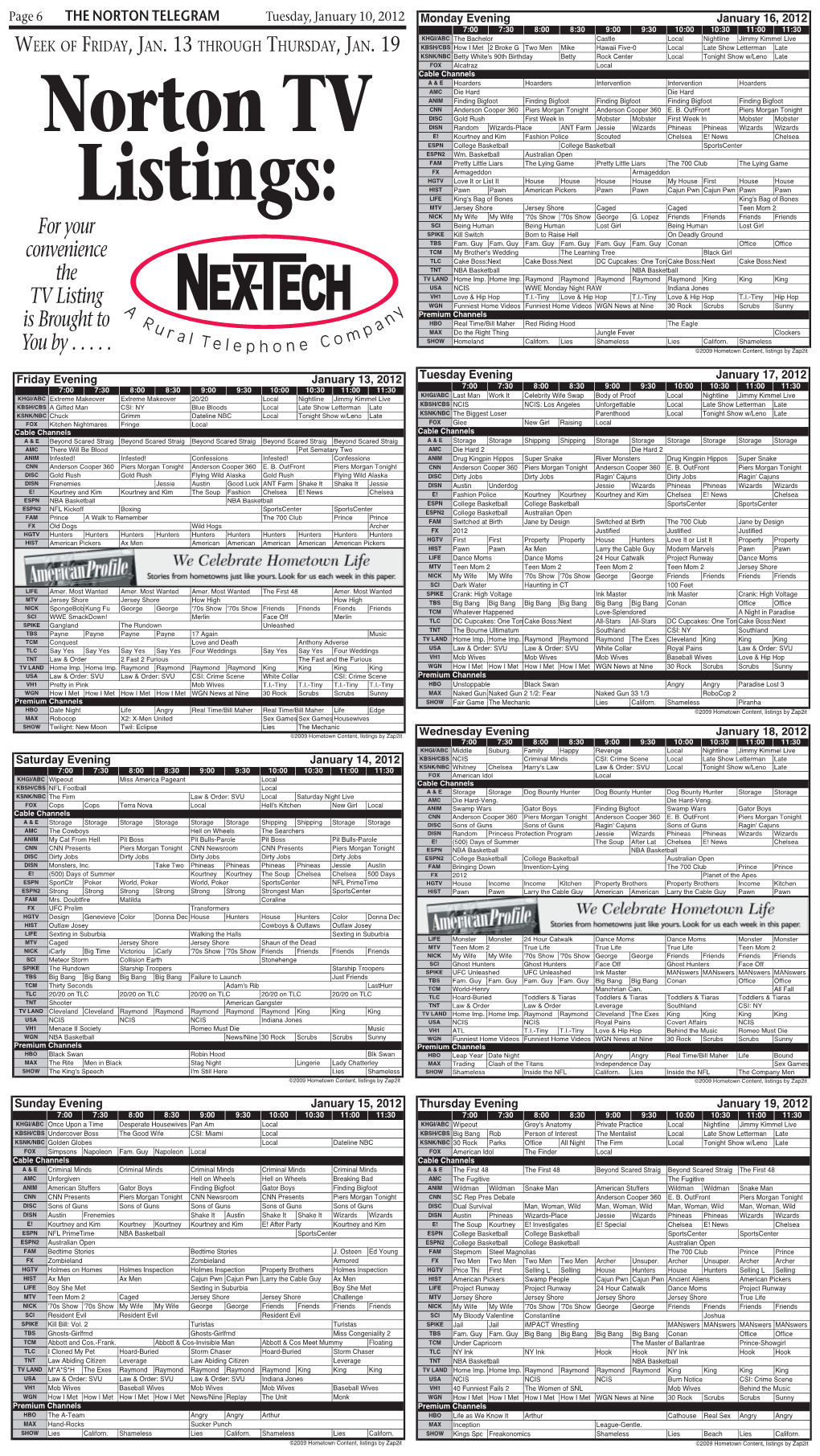 06 1-10-12 TV Guide.Indd