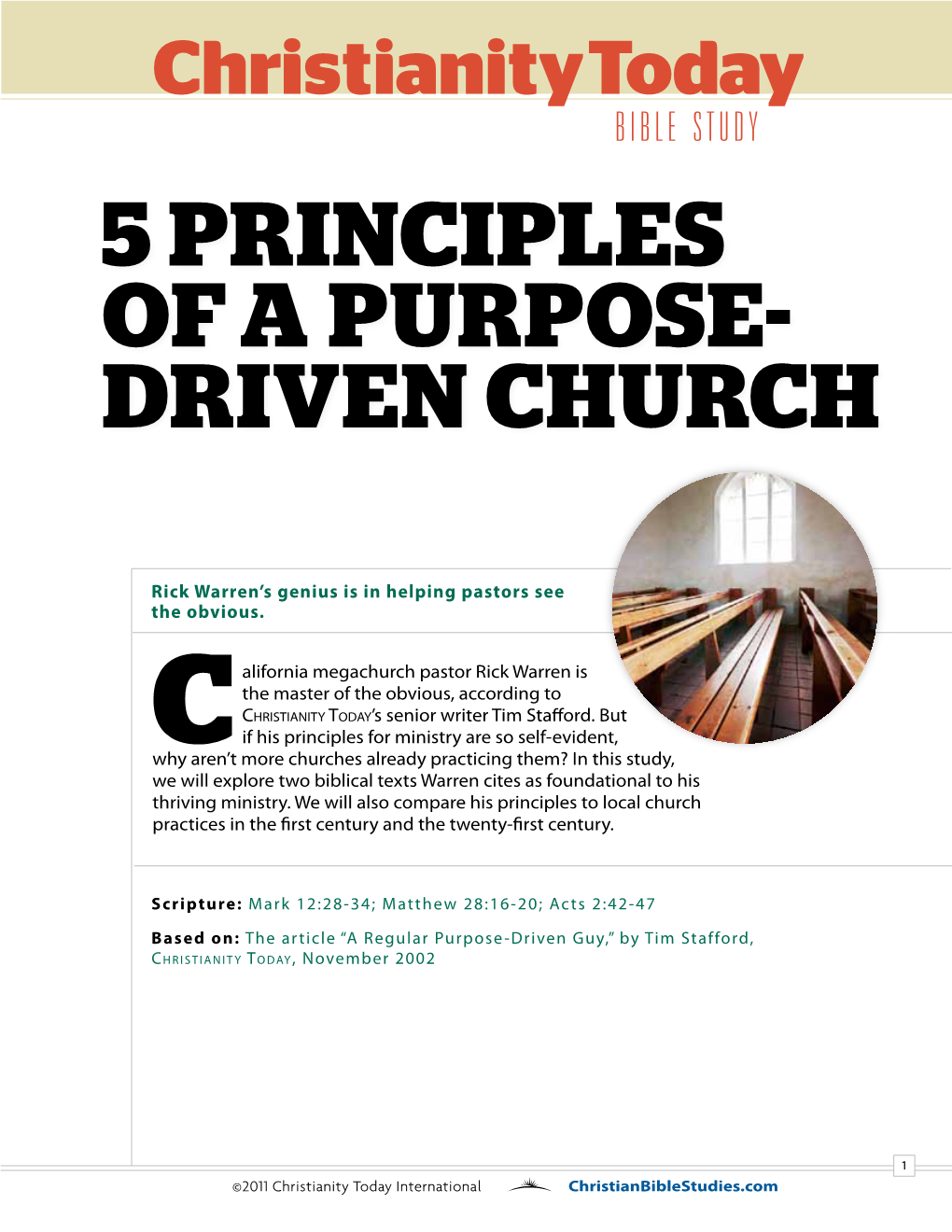 5 Principles of a Purpose- Driven Church