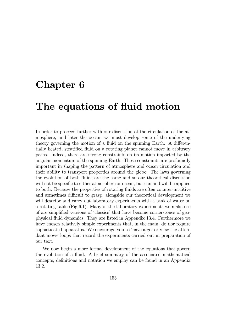 Chapter 6 the Equations of Fluid Motion