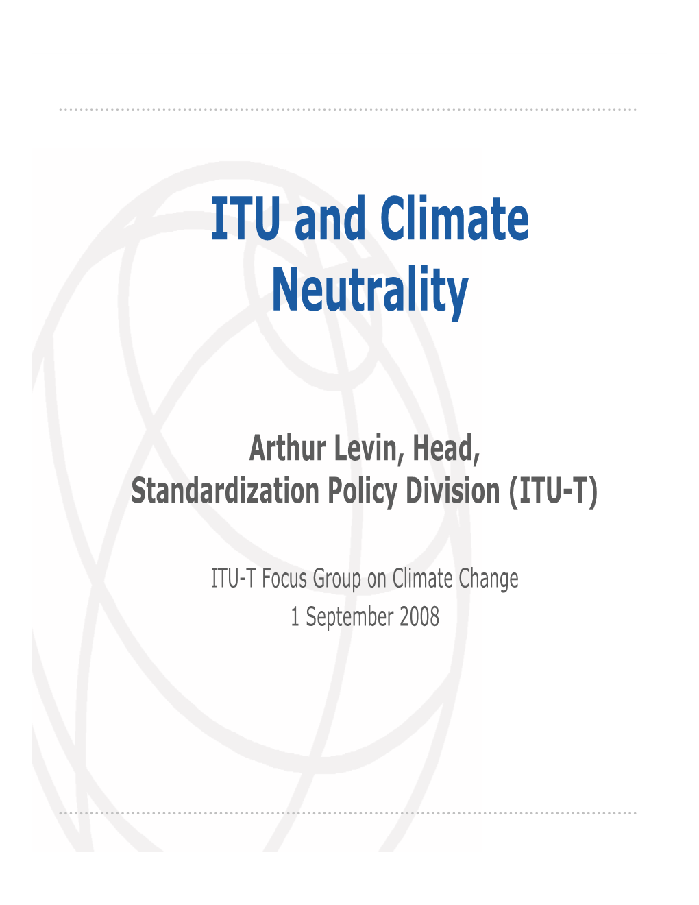 ITU and Climate Neutrality