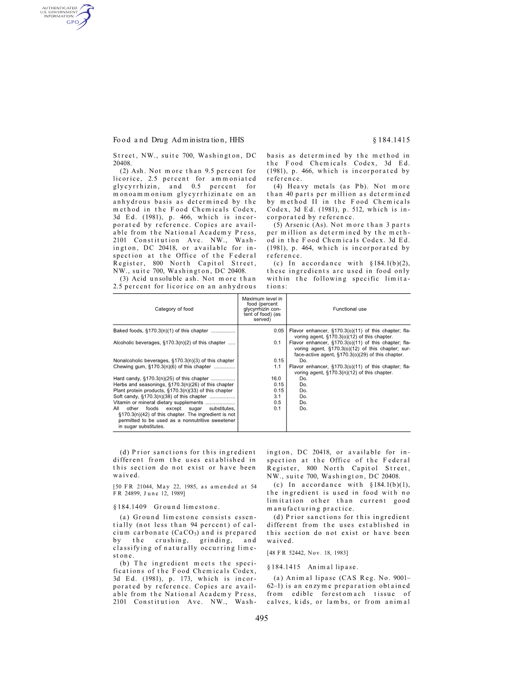 Food and Drug Administration, HHS § 184.1415