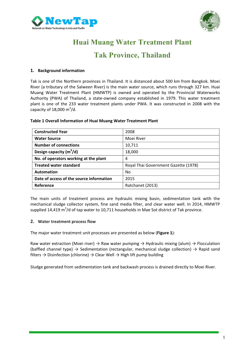 Huai Muang Water Treatment Plant Tak Province, Thailand