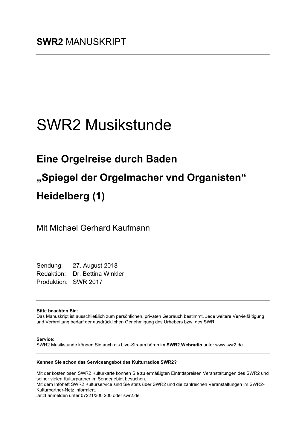 SWR2 Musikstunde