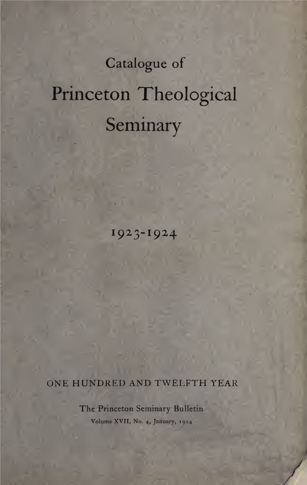 The Princeton Seminary Bulletin