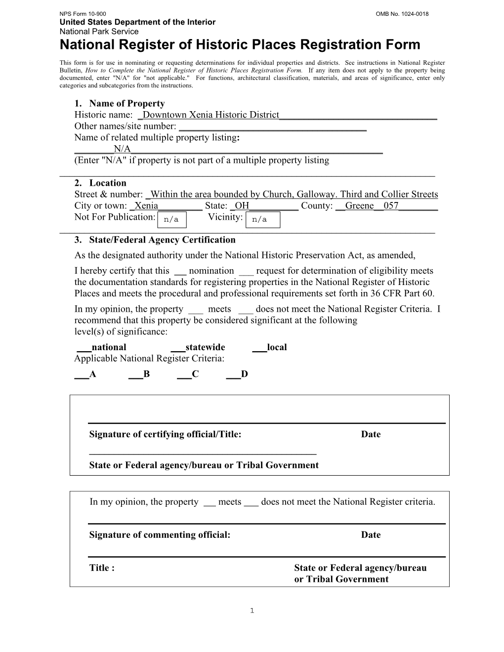 National Register of Historic Places Registration Form