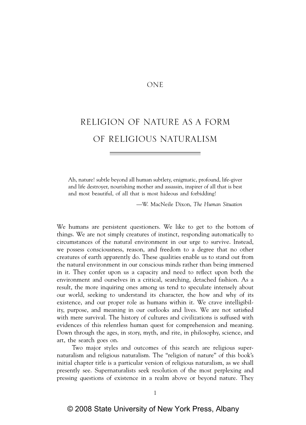 Religion of Nature As a Form of Religious Naturalism