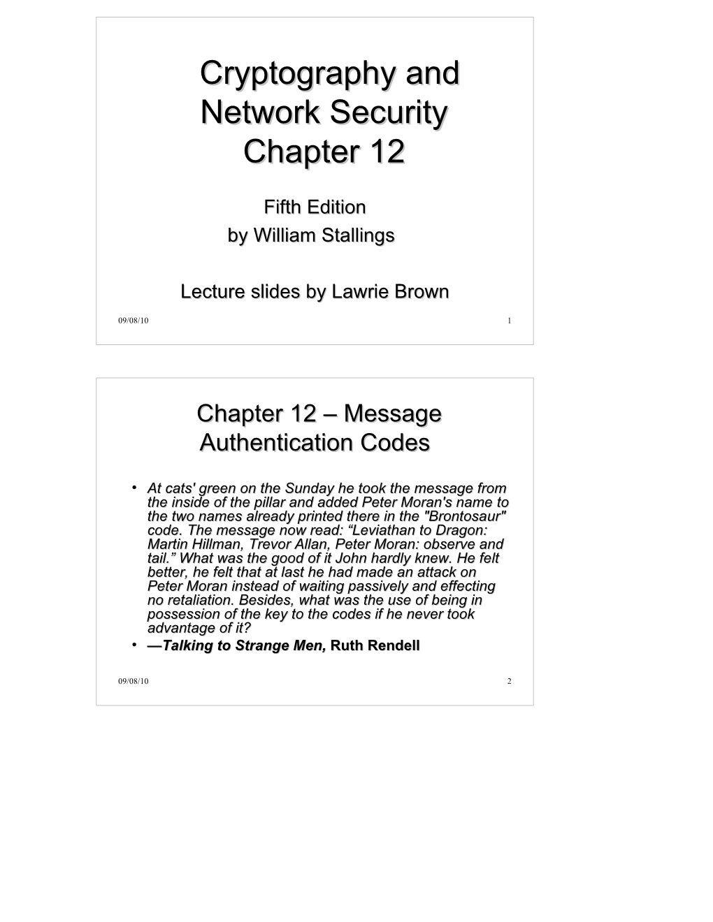 Cryptography and Network Security Chapter 12