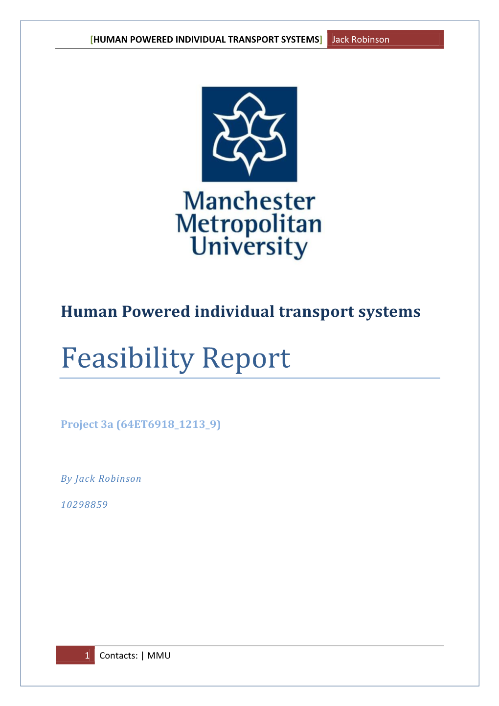 HUMAN POWERED INDIVIDUAL TRANSPORT SYSTEMS] Jack Robinson