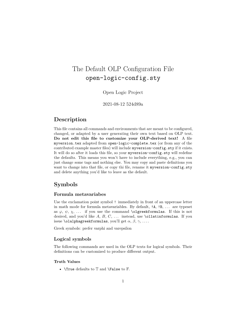 The Default OLP Configuration File Open-Logic-Config.Sty