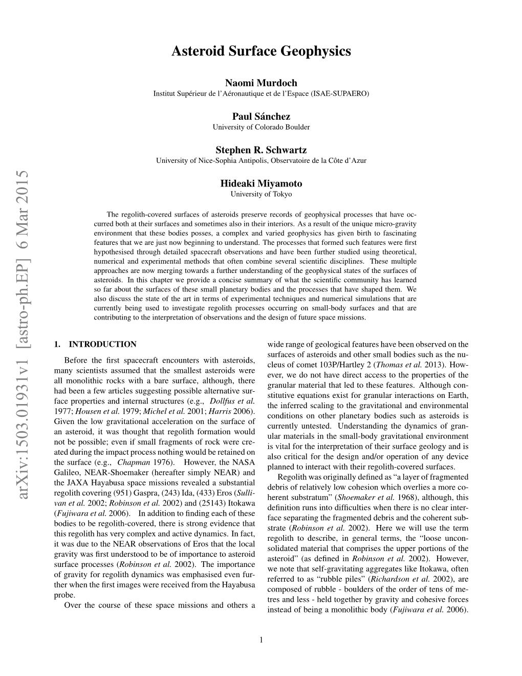 Asteroid Surface Geophysics