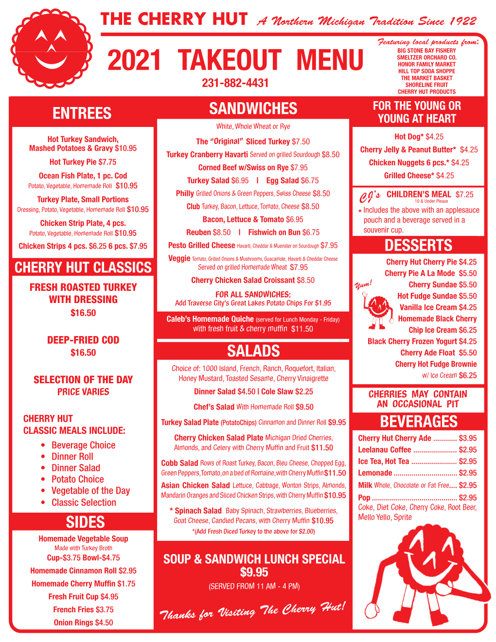 The Cherry Hut 2021 Takeout Menu