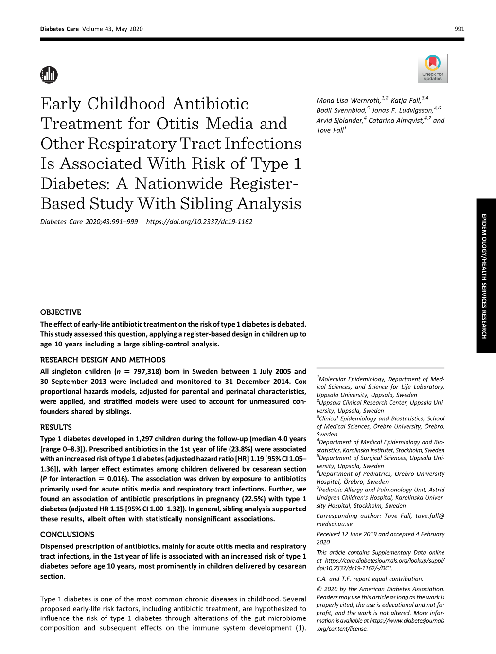 Early Childhood Antibiotic Treatment for Otitis Media and Other Respiratory Tract Infections Is Associated with Risk of Type