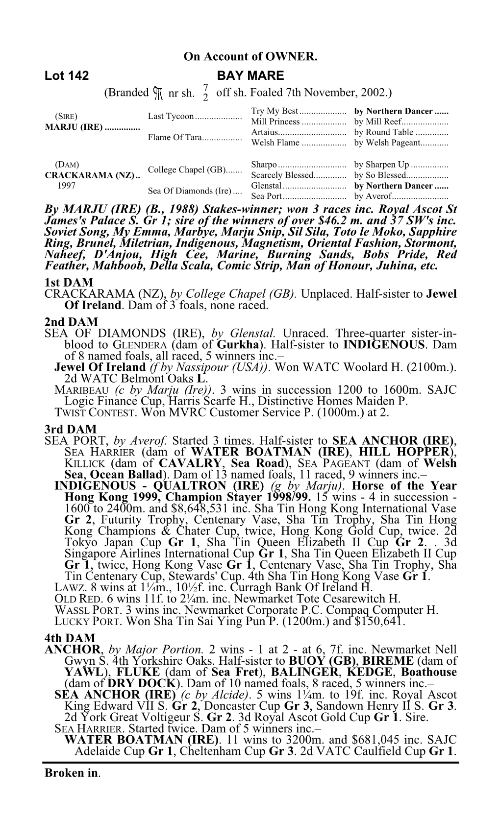 Stakes-Winner; Won 3 Races Inc. Royal Ascot St James's Palace S. Gr 1; Sire of the Winners of Over $46.2 M