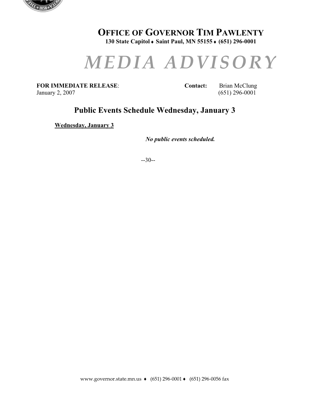 Media Advisory