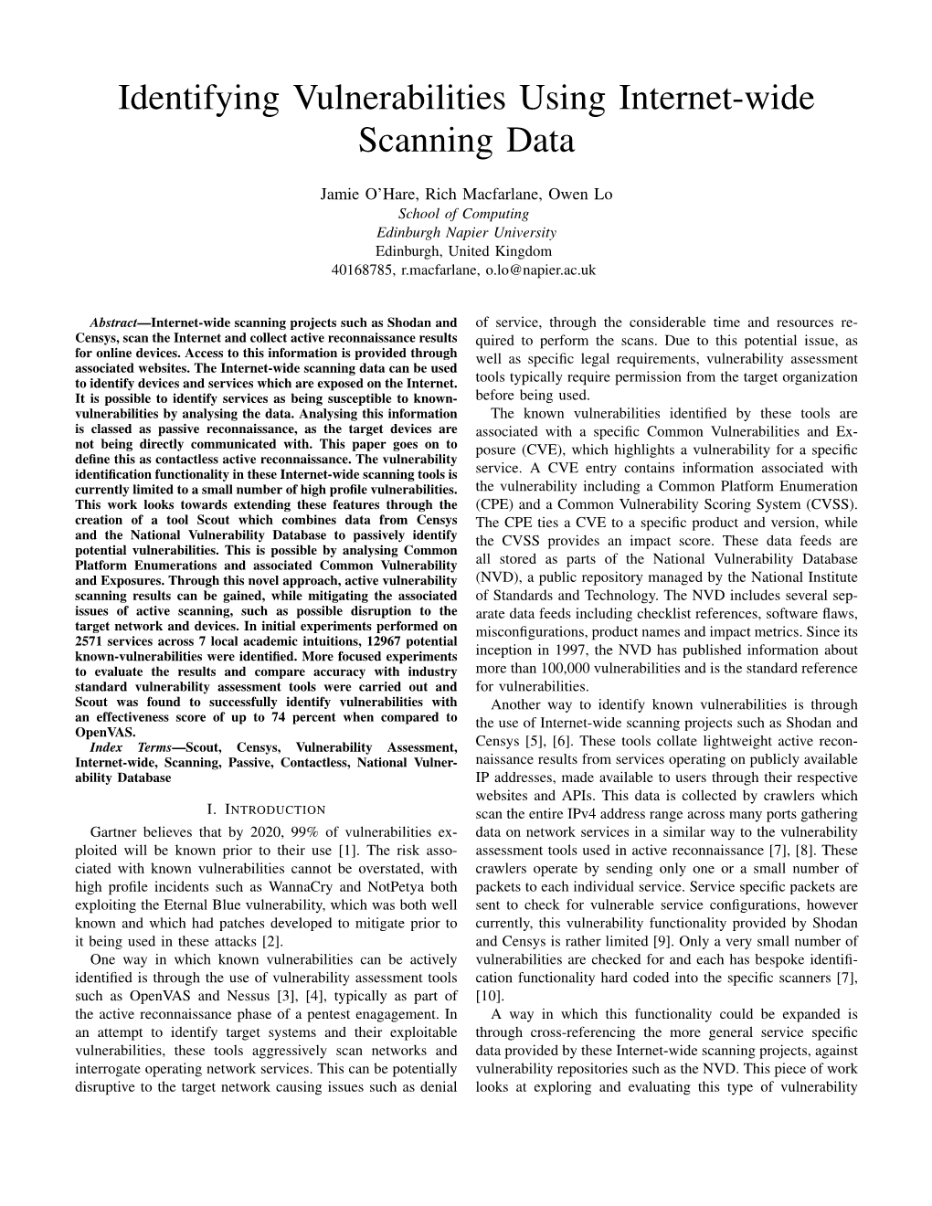 Identifying Vulnerabilities Using Internet-Wide Scanning Data