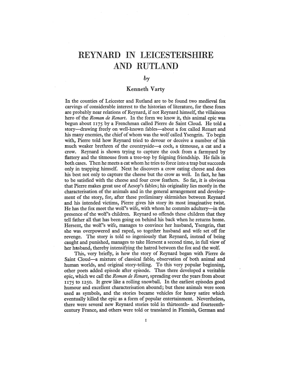 Reynard in Leicestershire and Rutland Pp.1-8