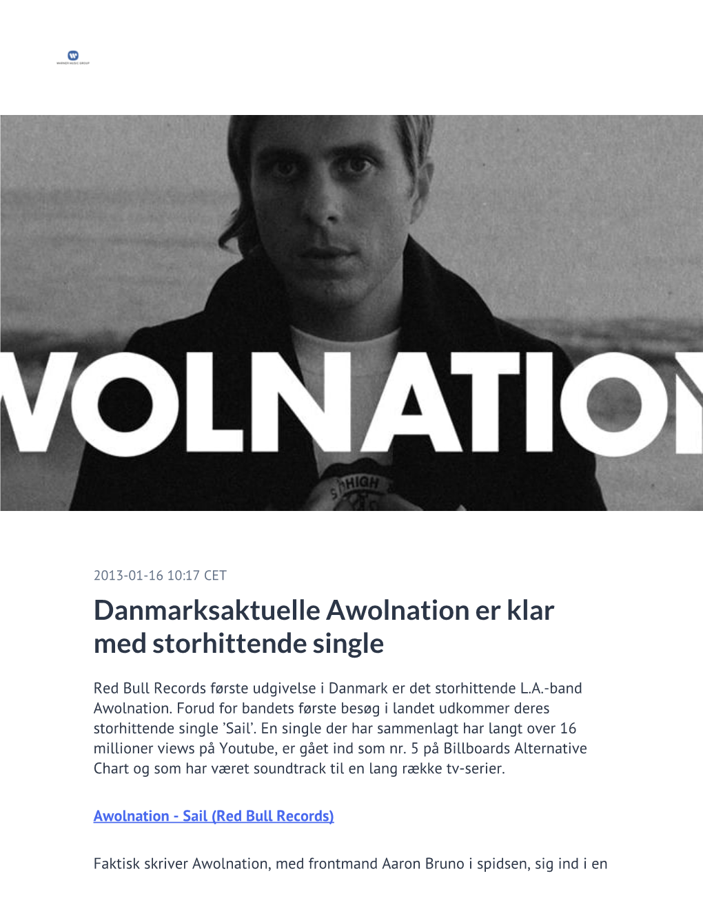 Danmarksaktuelle Awolnation Er Klar Med Storhittende Single