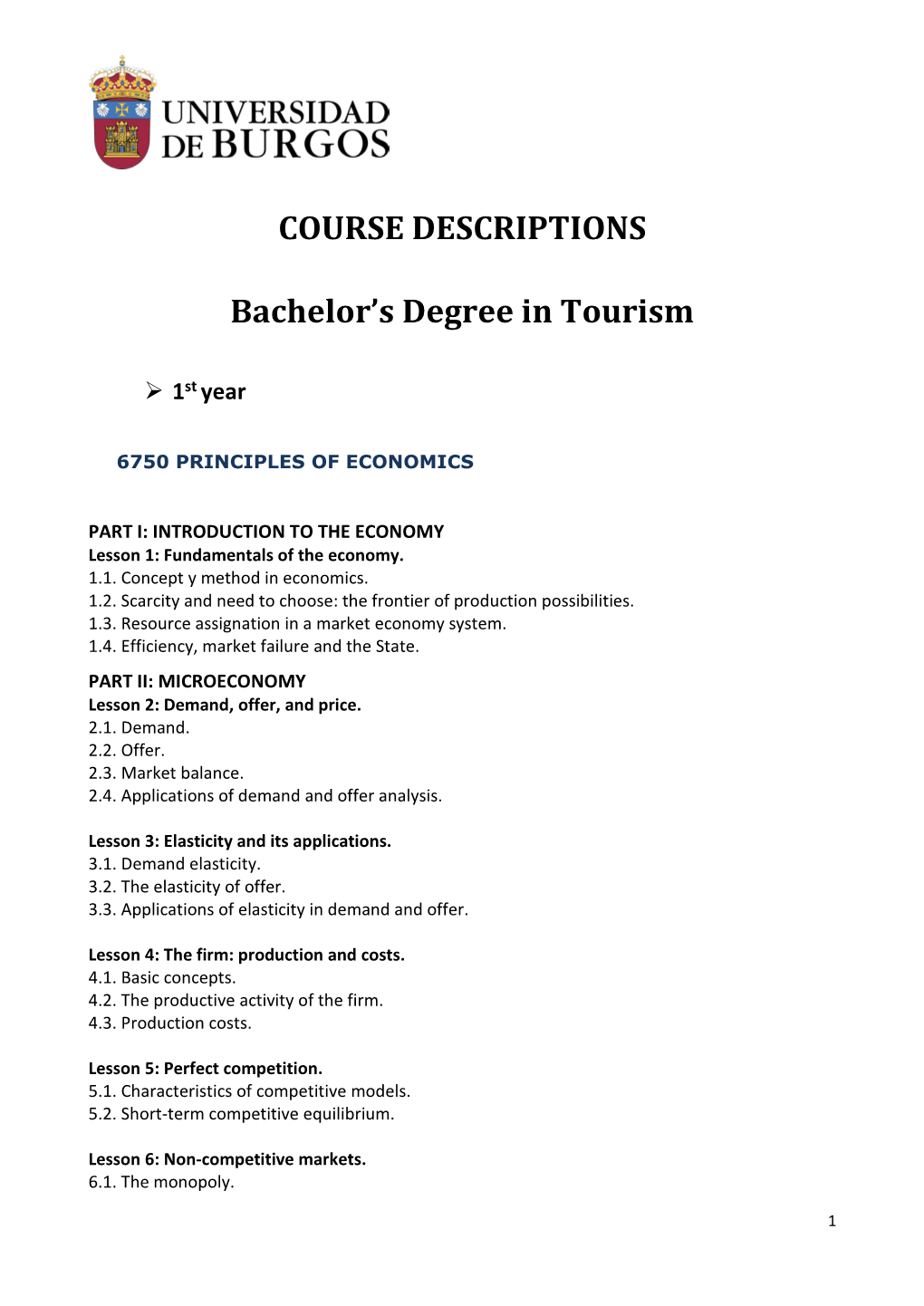 Course Descriptions Tourism (514.08