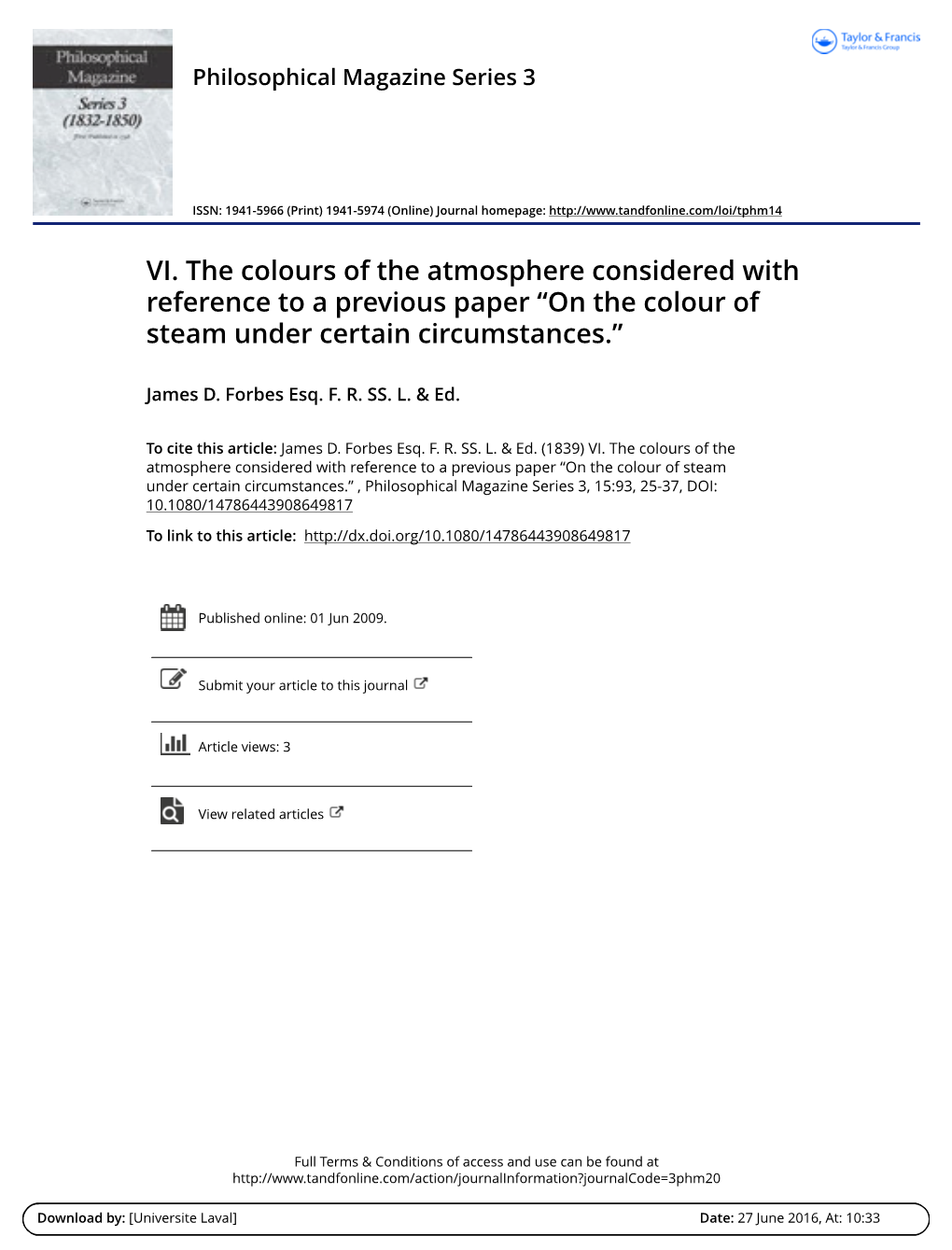 VI. the Colours of the Atmosphere Considered with Reference to a Previous Paper “On the Colour of Steam Under Certain Circumstances.”