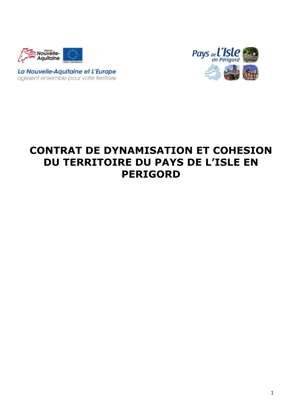 Contrat De Dynamisation Et Cohesion Du Territoire Du Pays De L'isle En