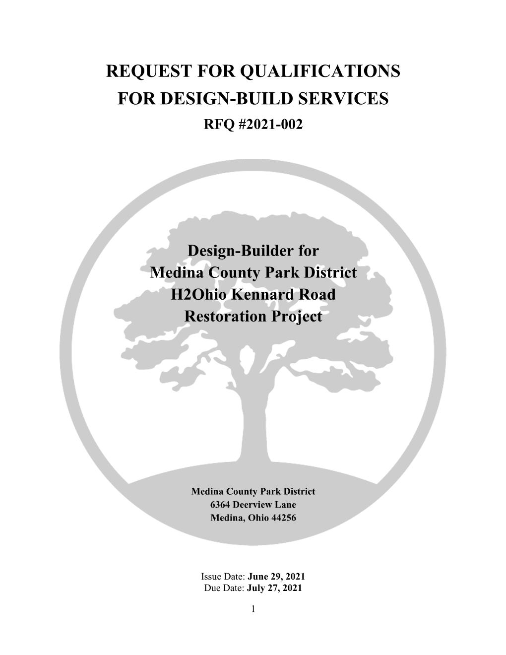 Request for Qualifications for Design-Build Services Rfq #2021-002