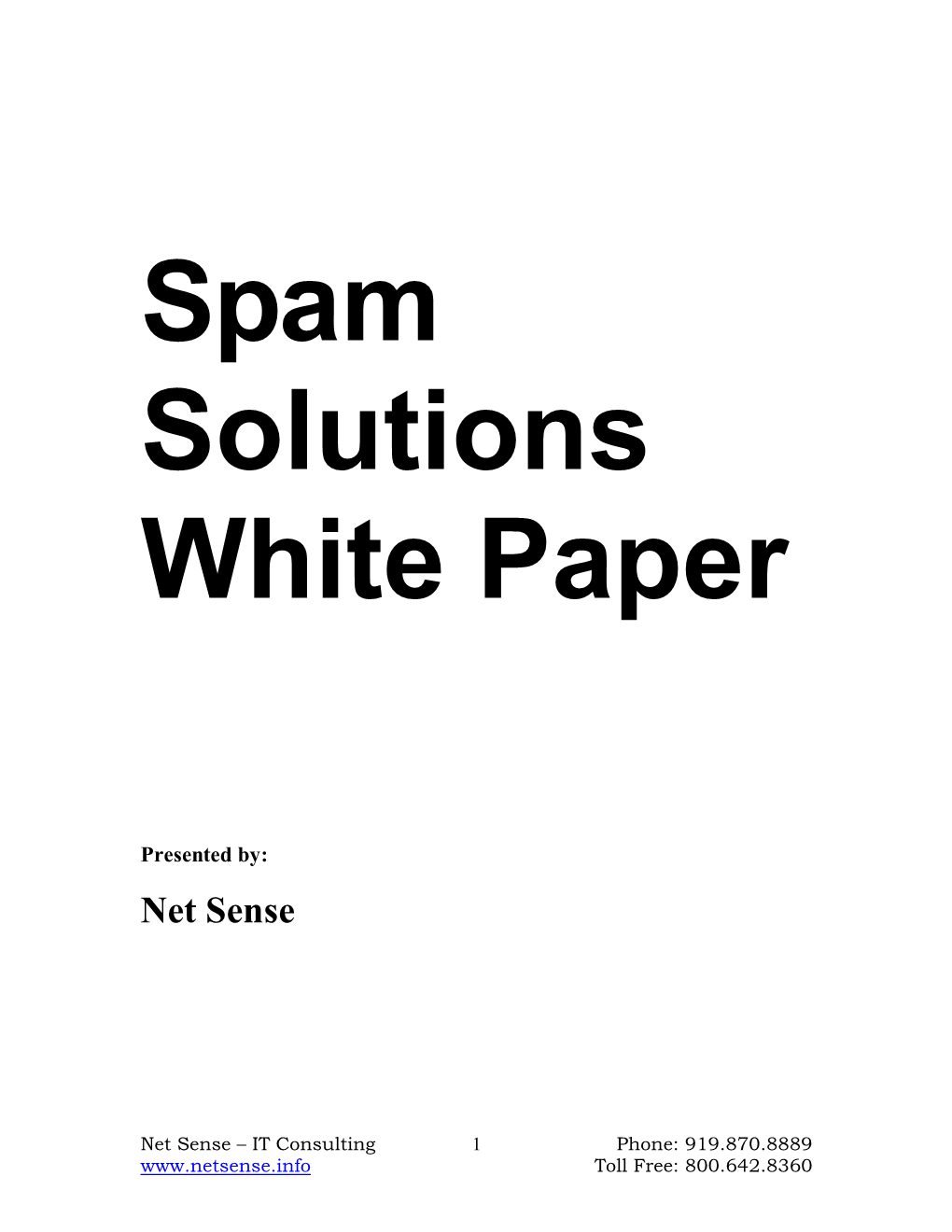 Spam Solutions White Paper