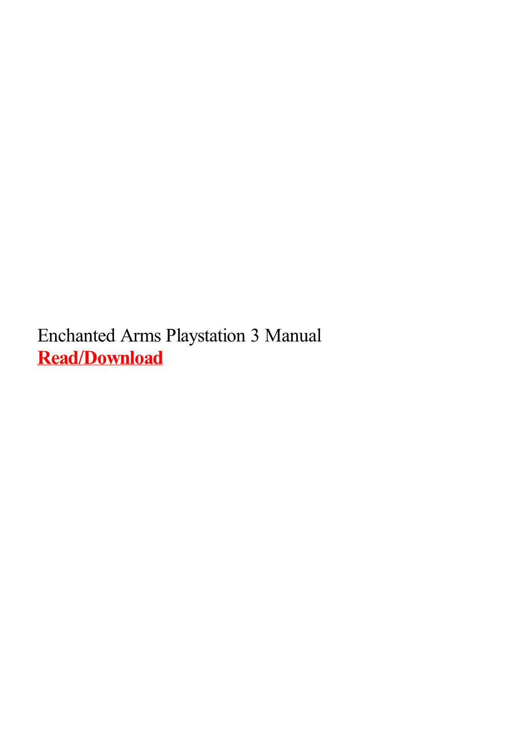 Enchanted Arms Playstation 3 Manual