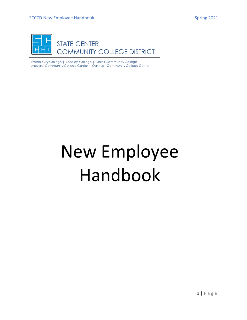 SCCCD New Employee Handbook Spring 2021
