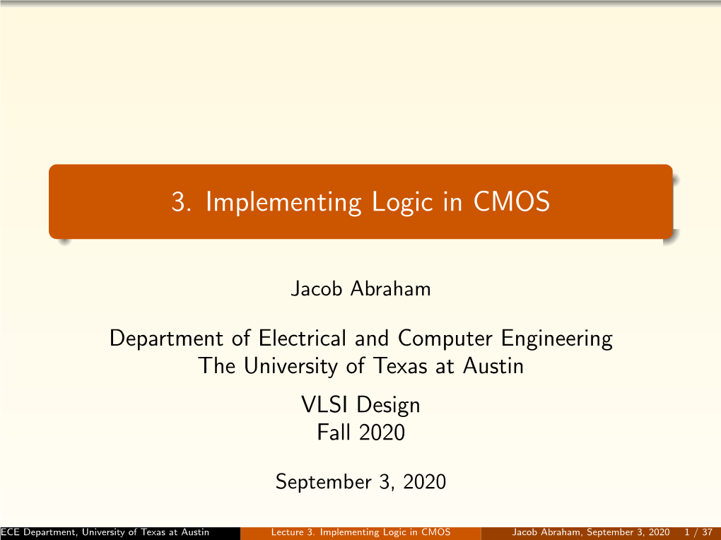 3. Implementing Logic in CMOS