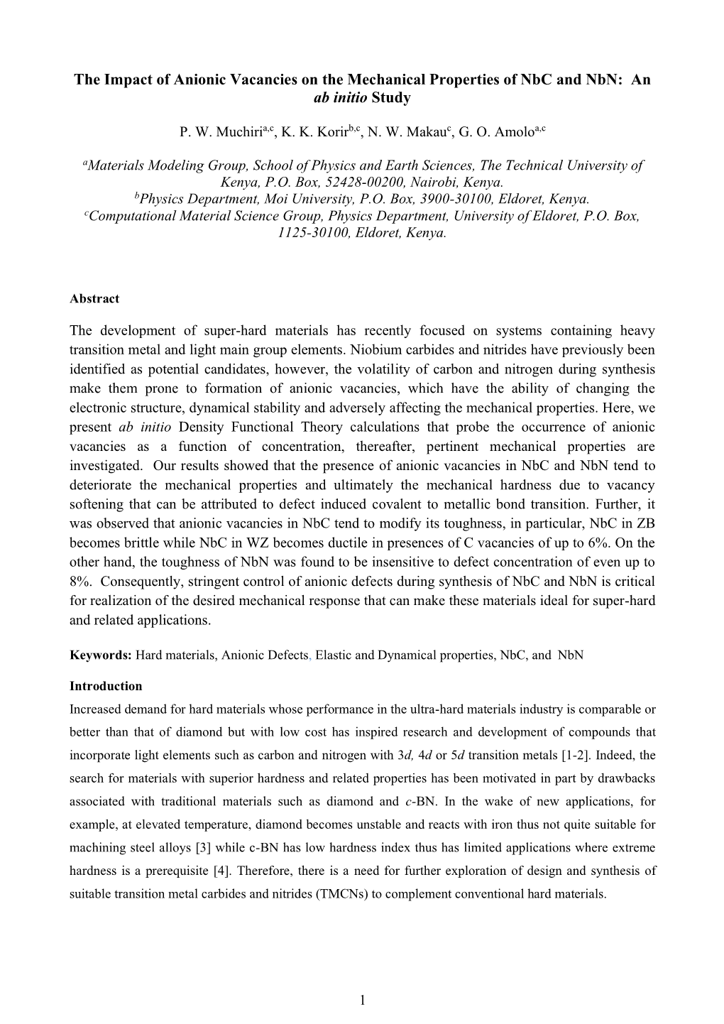 The Impact of Anionic Vacancies on the Mechanical Properties of Nbc and Nbn: an Ab Initio Study