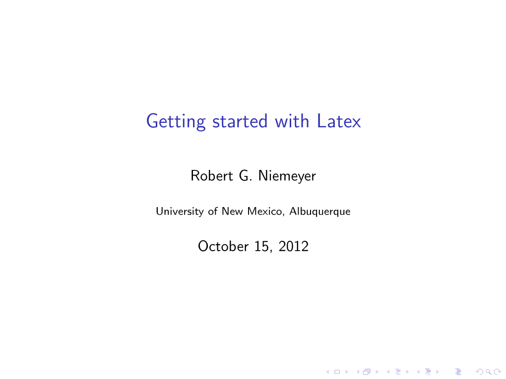 Getting Started with Latex