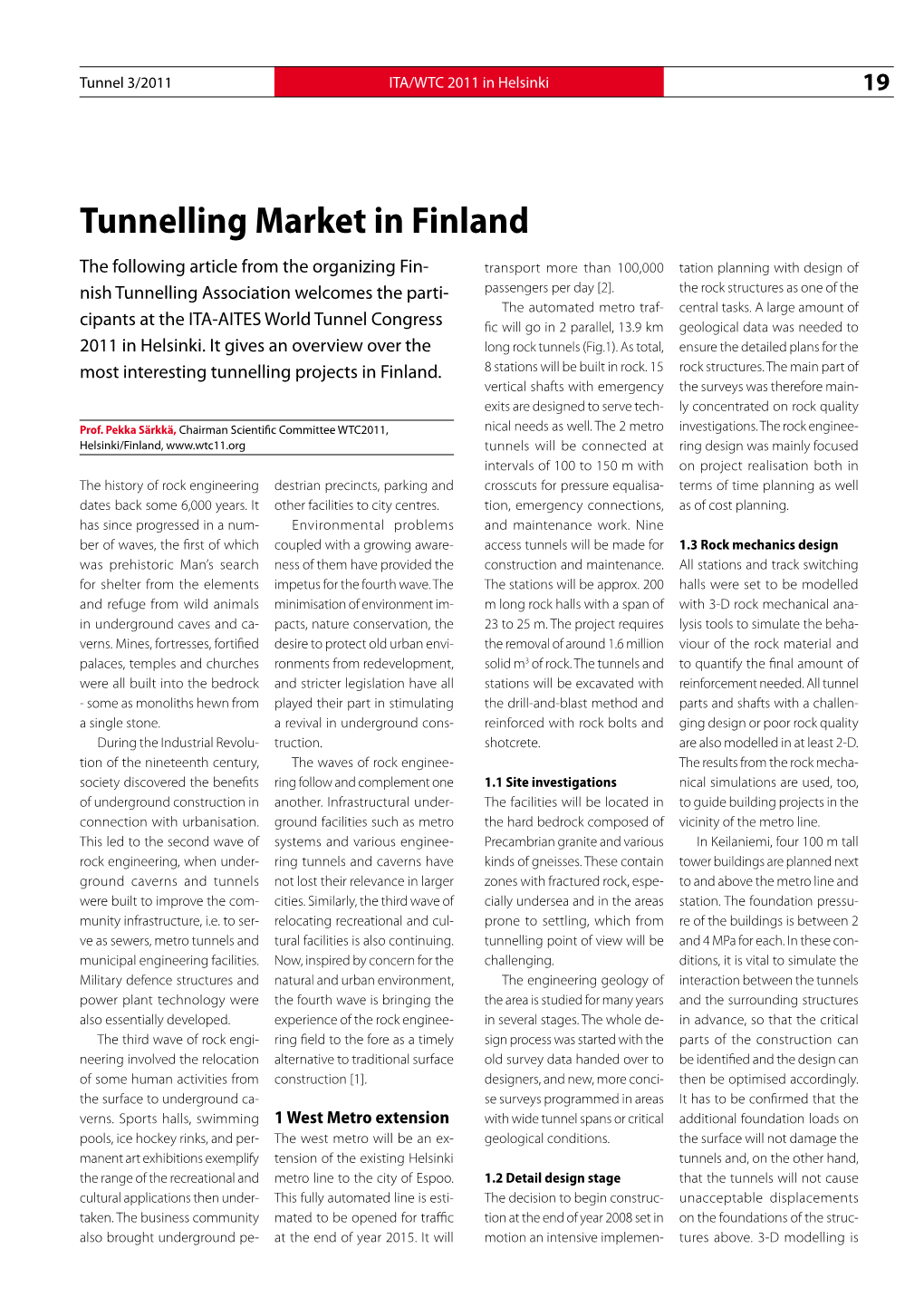 Tunnelling Market in Finland