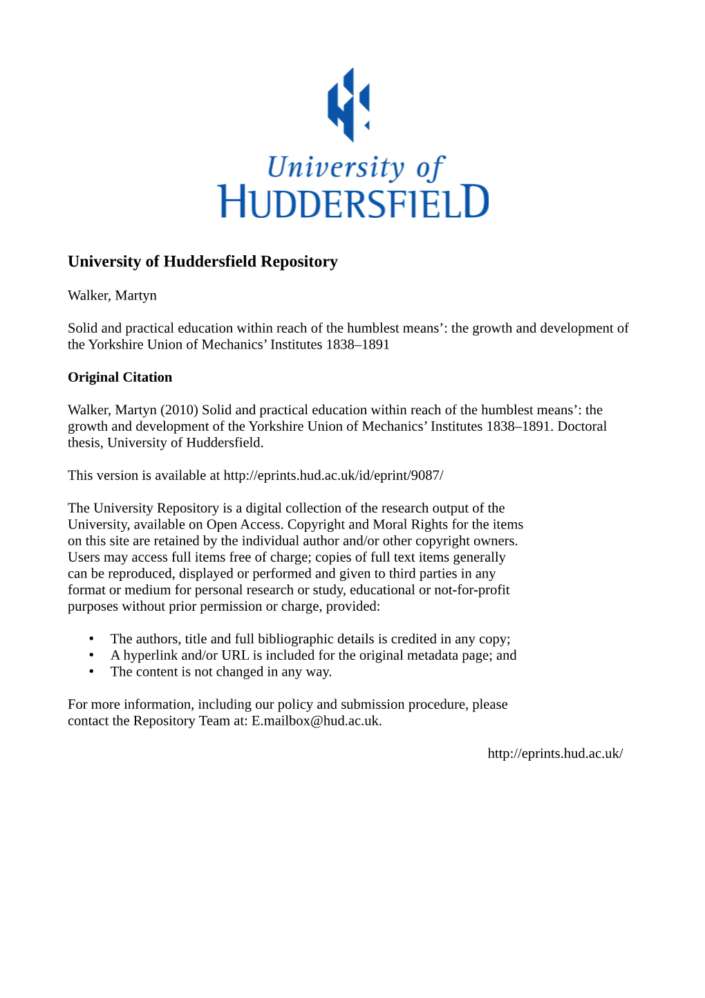 University of Huddersfield Repository