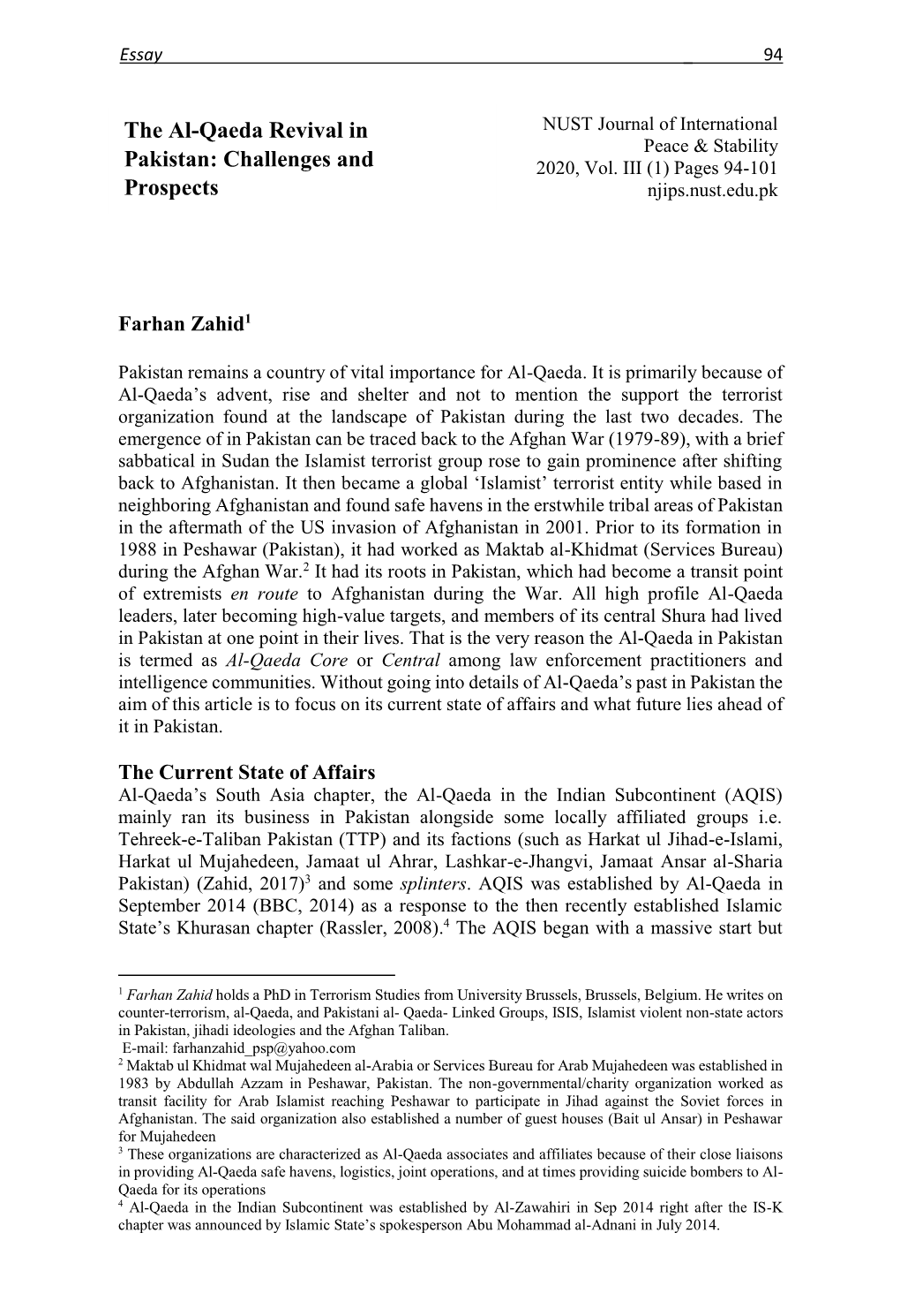 The Al-Qaeda Revival in Pakistan: Challenges and Prospects