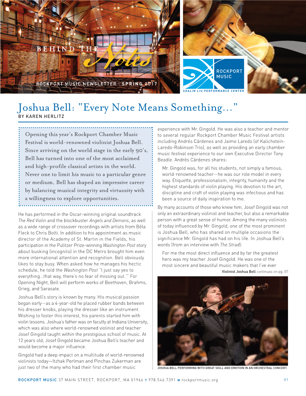 Joshua Bell: “Every Note Means Something…” by Karen Herlitz