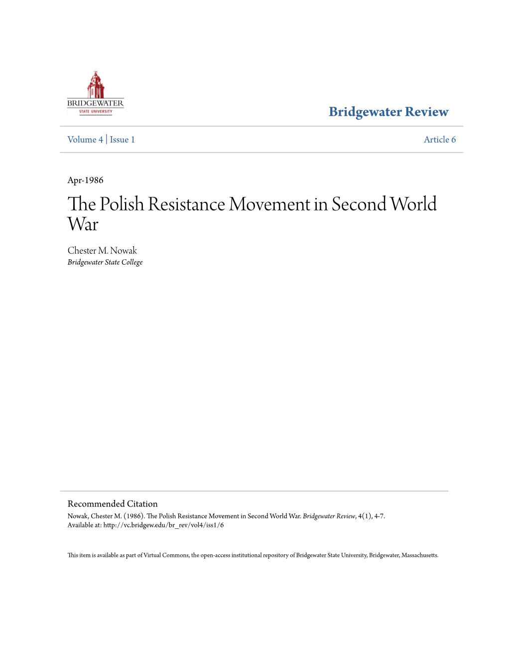 The Polish Resistance Movement in Second World