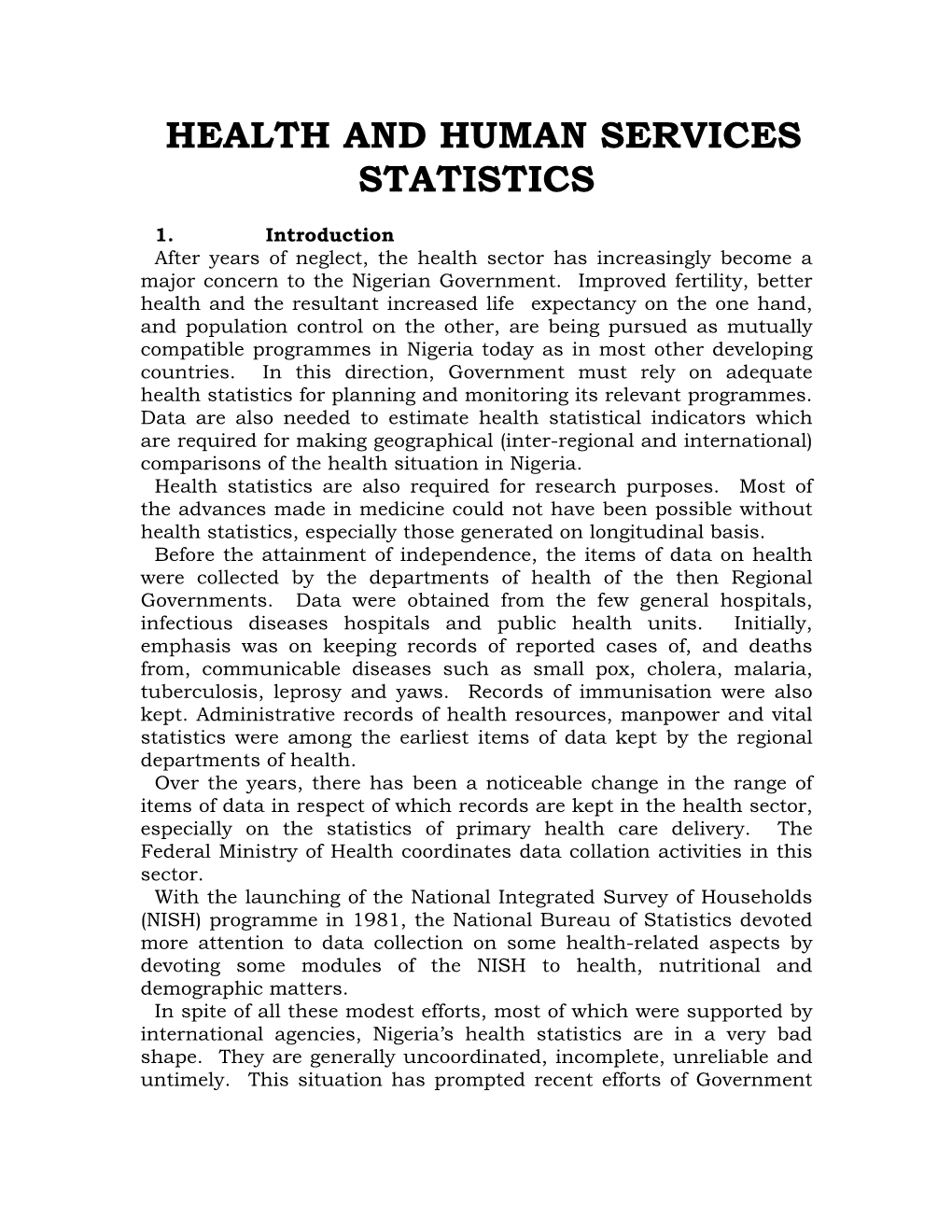 Health and Human Services Statistics