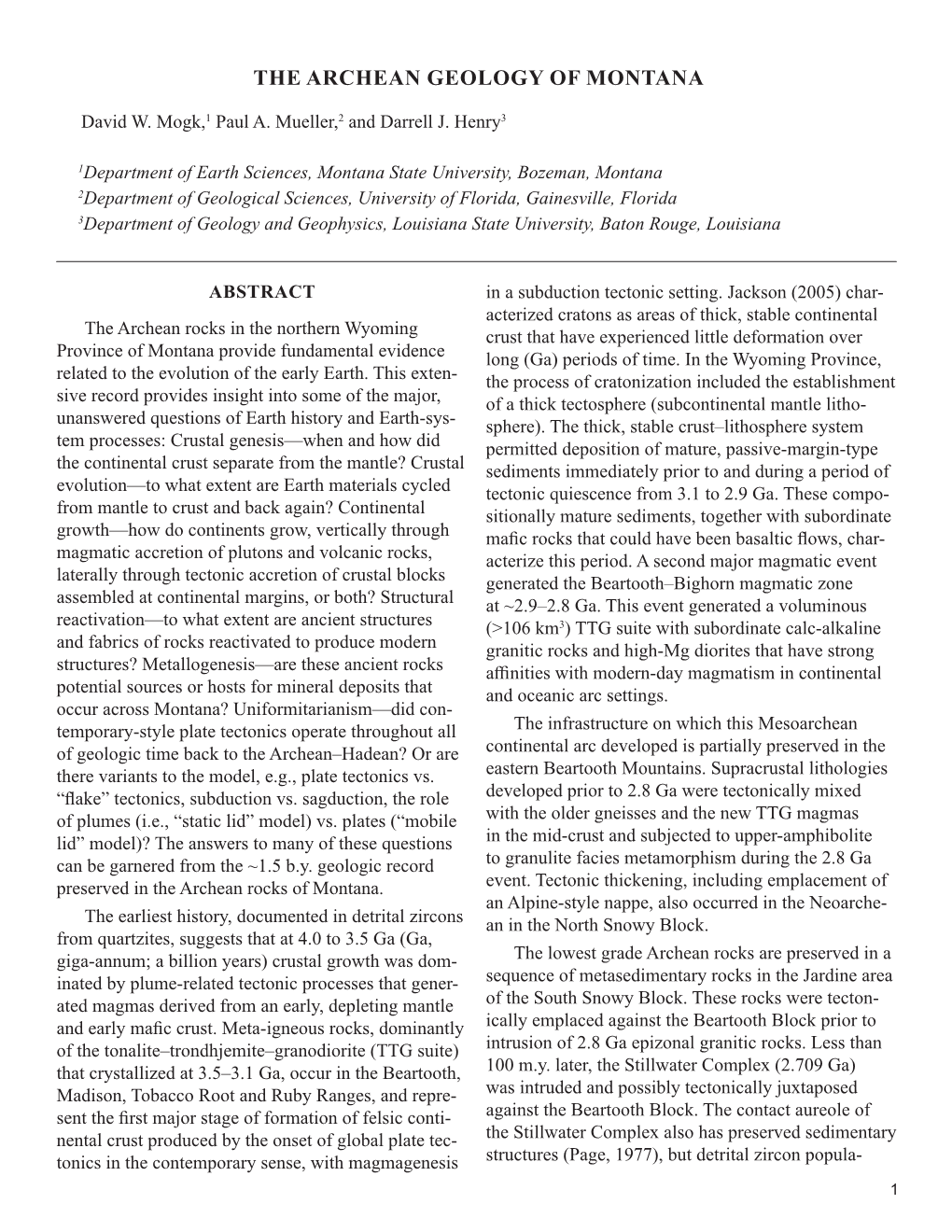 The Archean Geology of Montana