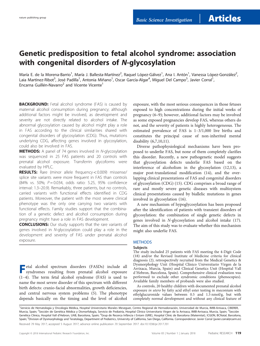 Genetic Predisposition to Fetal Alcohol Syndrome: Association with Congenital Disorders of N-Glycosylation