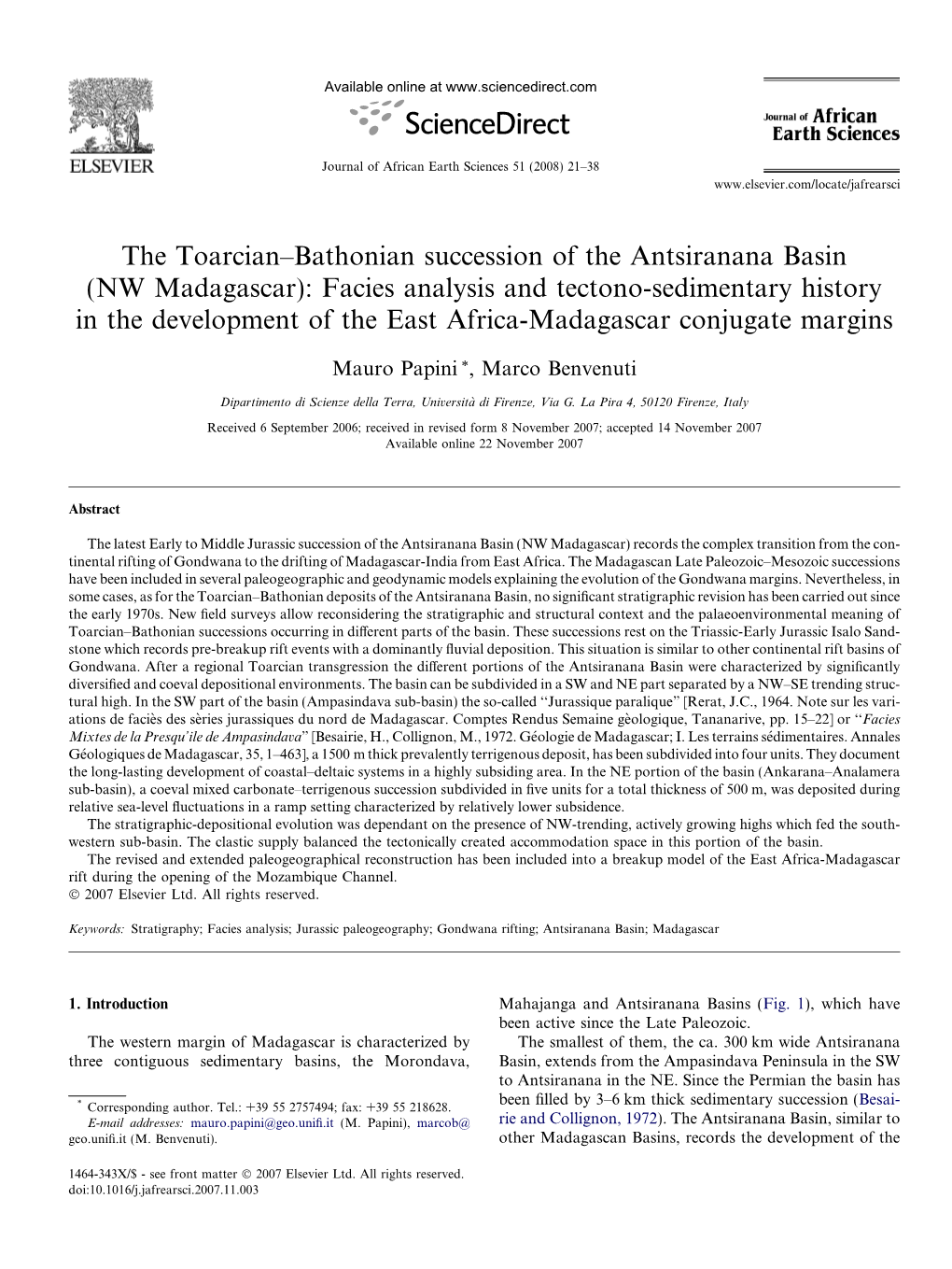 The Toarcian–Bathonian Succession of the Antsiranana Basin