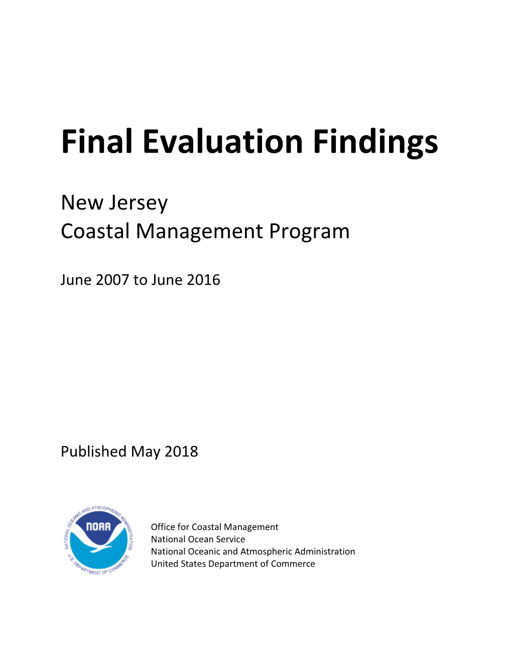 New Jersey Coastal Program Evaluation