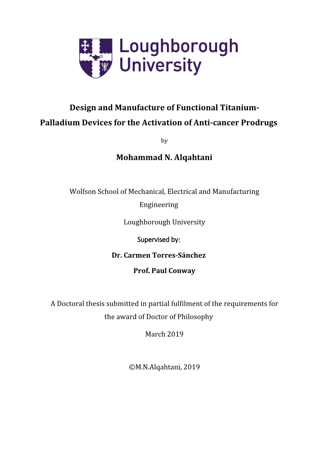 Palladium Devices for the Activation of Anti-Cancer Prodrugs Mohammad