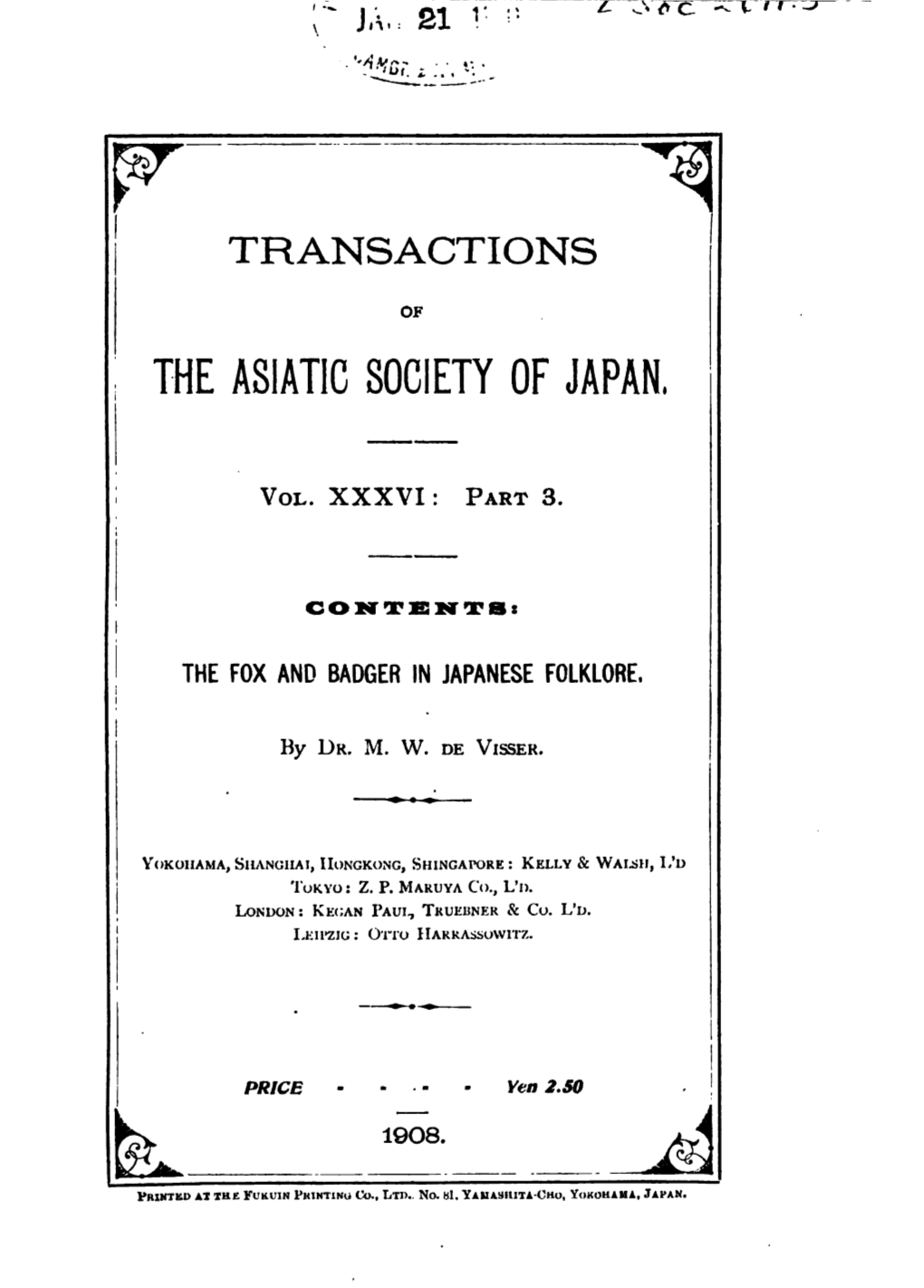 Transactions of the Asiatic Society of Japan, 1