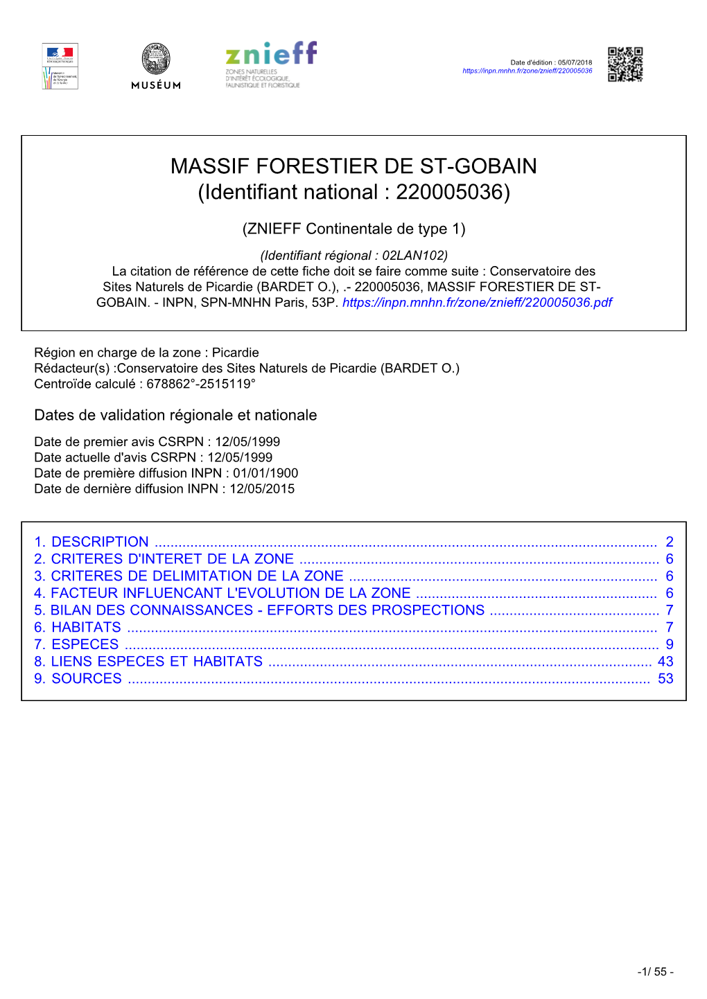 MASSIF FORESTIER DE ST-GOBAIN (Identifiant National : 220005036)