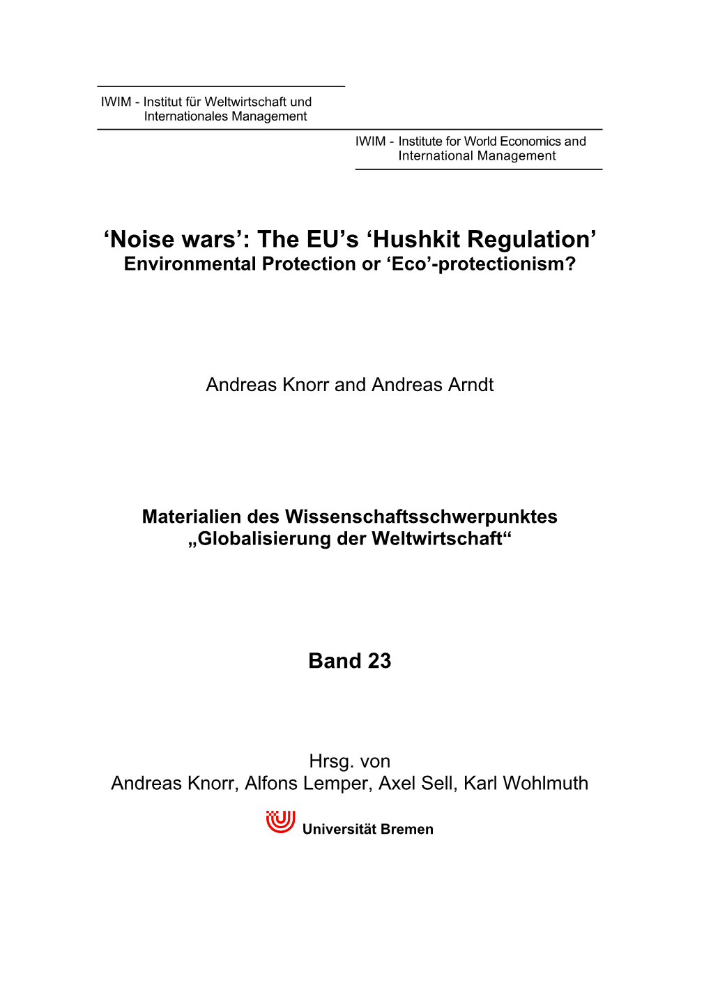 Hushkit Regulation’ Environmental Protection Or ‘Eco’-Protectionism?