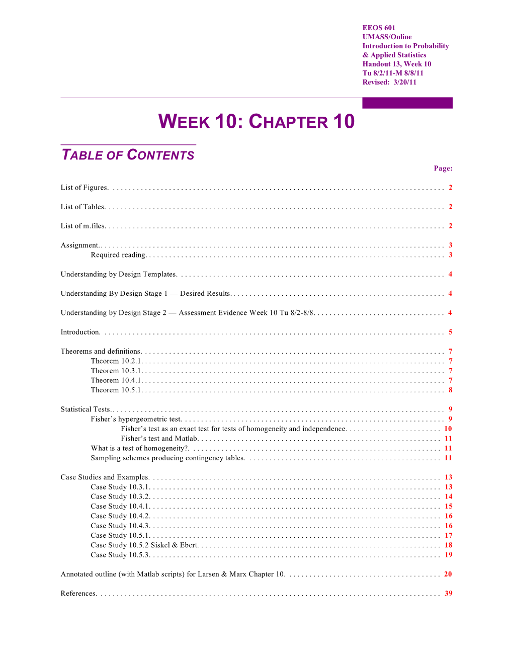 Week 10: Chapter 10