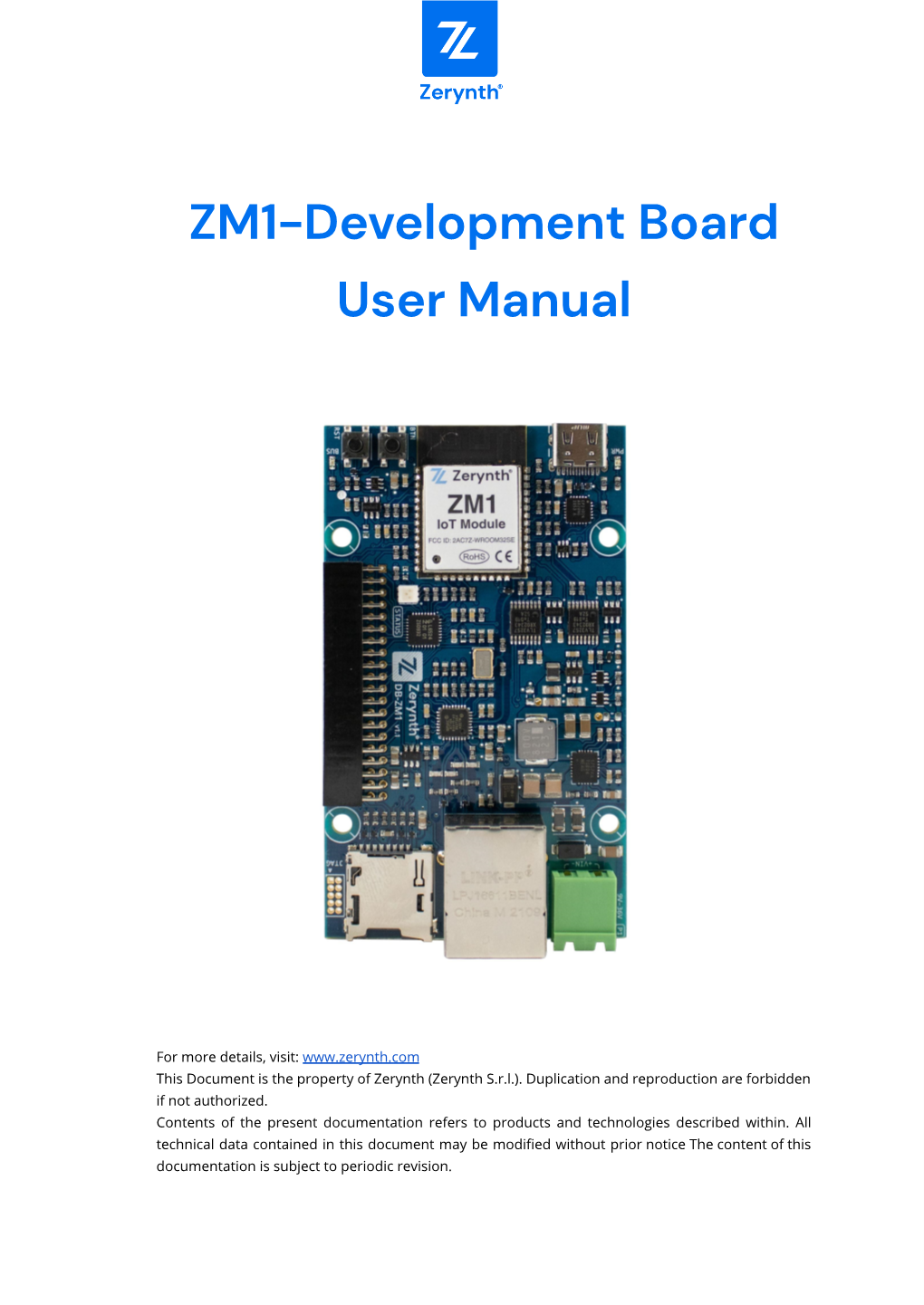 Zerynth ZM1-DB User Manual