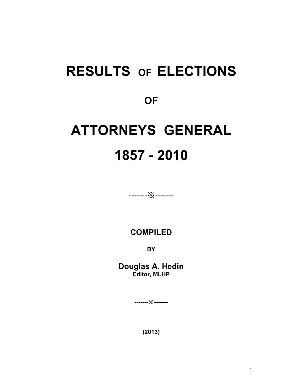 Results of Elections Attorneys General 1857