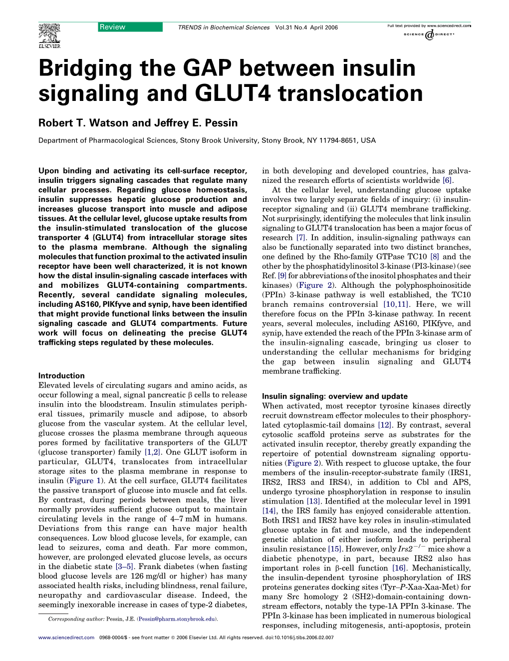 Bridging the GAP Between Insulin Signaling and GLUT4 Translocation